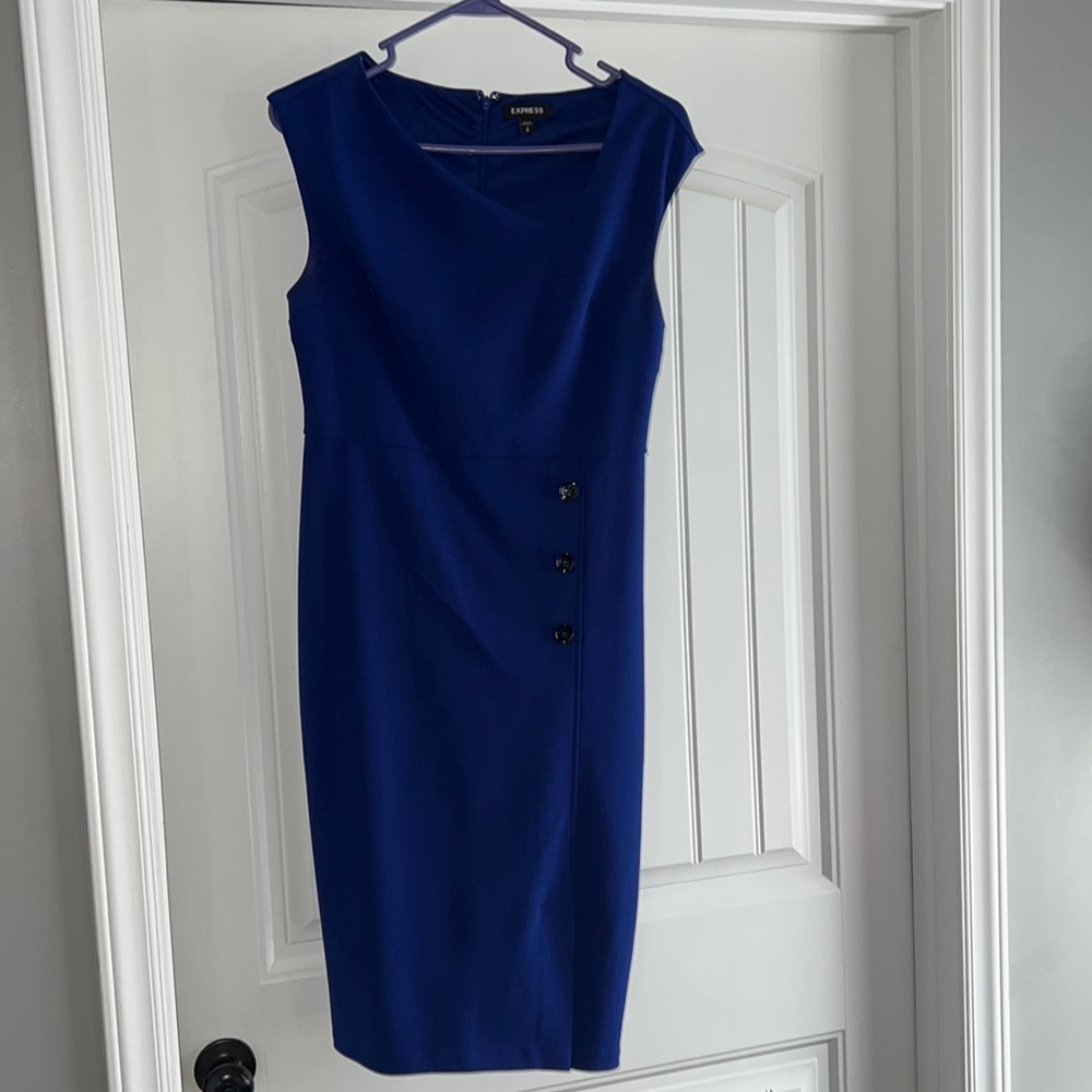 WORN ONCE- express blue midi bodycon dress!